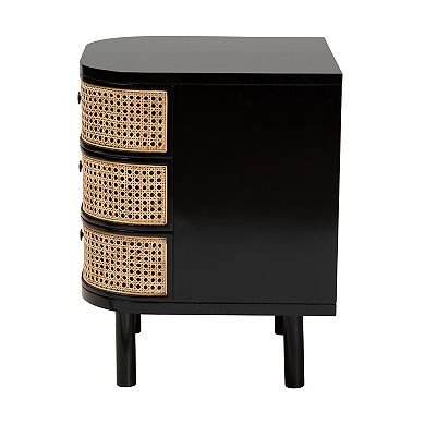 bali & pari Natural Rattan Nightstand with Three Drawers