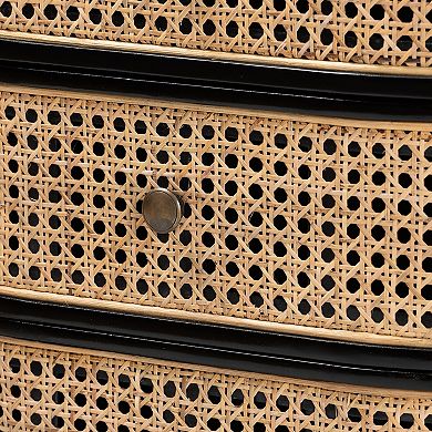 bali & pari Natural Rattan Nightstand with Three Drawers