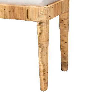 bali & pari Natural Rattan Ottoman with Cushion