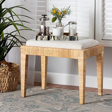 bali & pari Natural Rattan Ottoman with Cushion