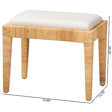 bali & pari Natural Rattan Ottoman with Cushion