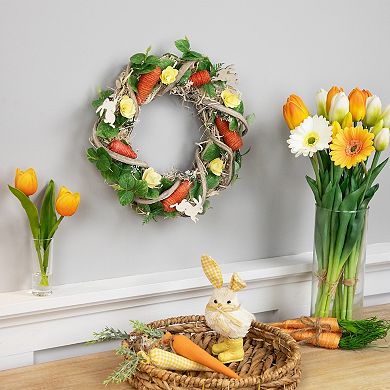 Northlight Bunnies & Carrots Artificial Easter Twig Wreath - 12 Inches