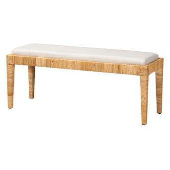 bali & pari Natural Rattan Bench with Cushion