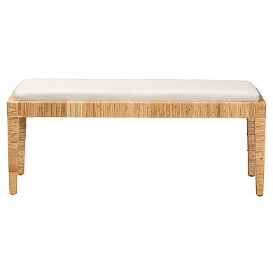 bali & pari Natural Rattan Bench with Cushion