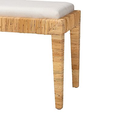 bali & pari Natural Rattan Bench with Cushion