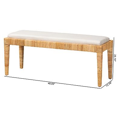 bali & pari Natural Rattan Bench with Cushion