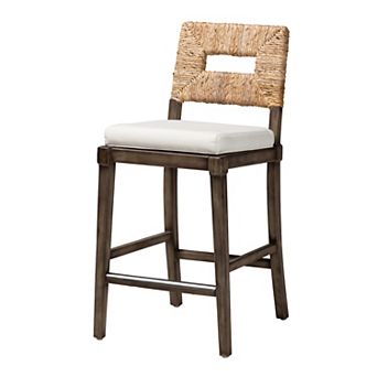 bali & pari Porsha Seagrass Counter Stool with Upholstered Seat
