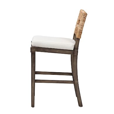bali & pari Porsha Seagrass Counter Stool with Upholstered Seat