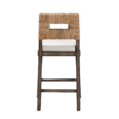 bali & pari Porsha Seagrass Counter Stool with Upholstered Seat