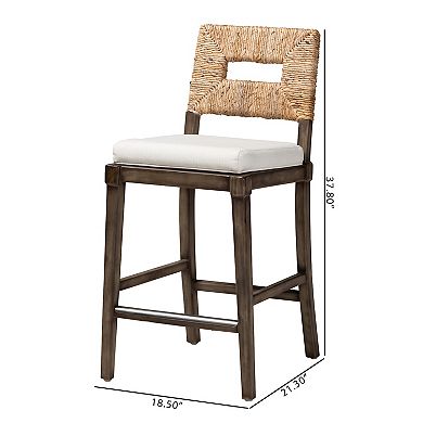 bali & pari Porsha Seagrass Counter Stool with Upholstered Seat