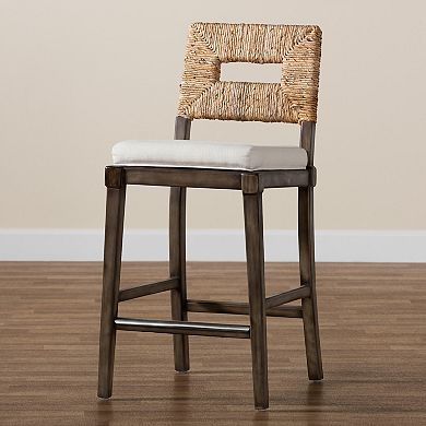 bali & pari Porsha Seagrass Counter Stool with Upholstered Seat