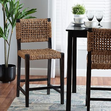 bali & pari Alise Seagrass Counter Stool with Woven Back and Seat