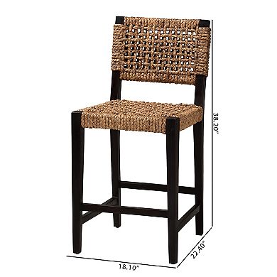 bali & pari Alise Seagrass Counter Stool with Woven Back and Seat