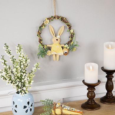 Northlight Bunny with Flowers Artificial Easter Twig Wreath - 10 Inches