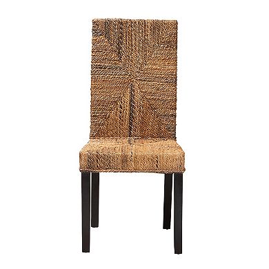 bali & pari Laymi Seagrass Dining Chair with Dark Wood Legs