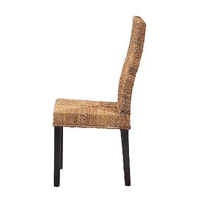 bali & pari Laymi Seagrass Dining Chair with Dark Wood Legs