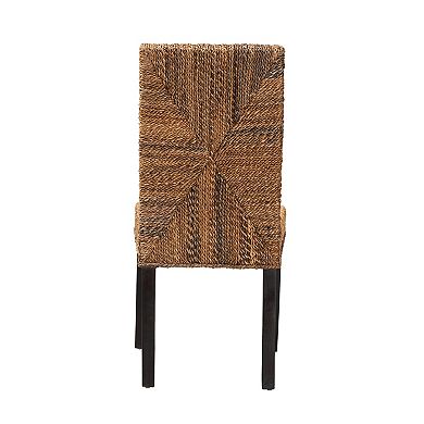 bali & pari Laymi Seagrass Dining Chair with Dark Wood Legs
