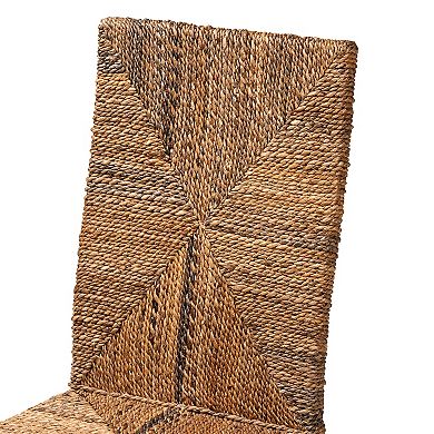 bali & pari Laymi Seagrass Dining Chair with Dark Wood Legs