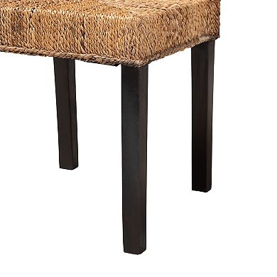 bali & pari Laymi Seagrass Dining Chair with Dark Wood Legs