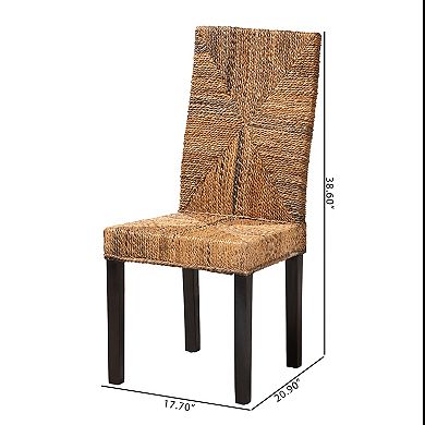 bali & pari Laymi Seagrass Dining Chair with Dark Wood Legs
