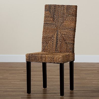 bali & pari Laymi Seagrass Dining Chair with Dark Wood Legs