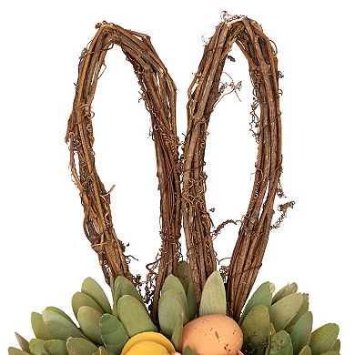 Northlight Shaved Wood Flowers Bunny Rabbit Silhouette Easter Wreath - 24 Inches
