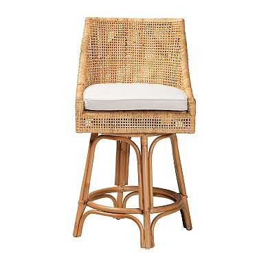 bali & pari Bella Natural Rattan Counter Stool with Cushion