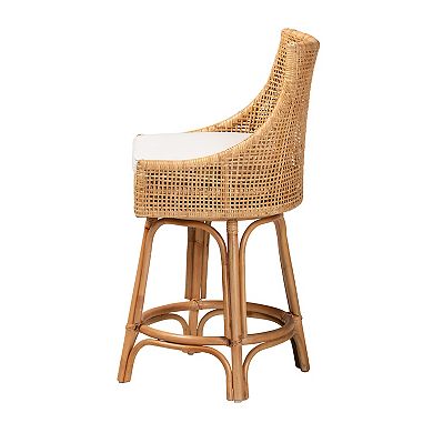 bali & pari Bella Natural Rattan Counter Stool with Cushion