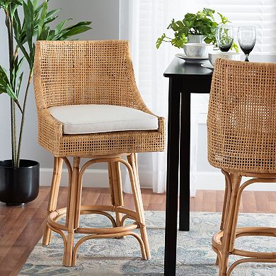 bali & pari Bella Natural Rattan Counter Stool with Cushion