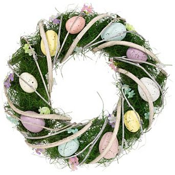 Northlight Speckled Eggs & Spring Flowers Artificial Wreath - 15 in