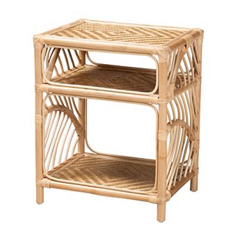bali & pari Baara Natural Rattan Nightstand with Open Shelves