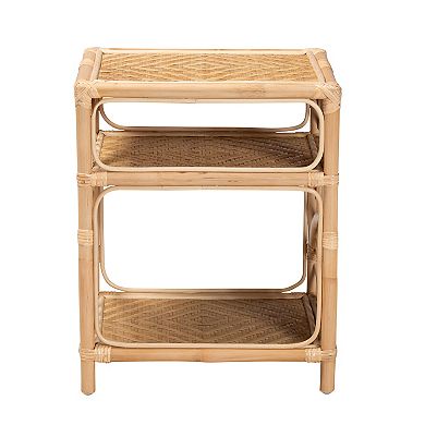 bali & pari Baara Natural Rattan Nightstand with Open Shelves