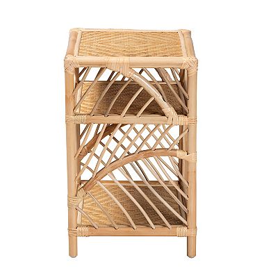 bali & pari Baara Natural Rattan Nightstand with Open Shelves