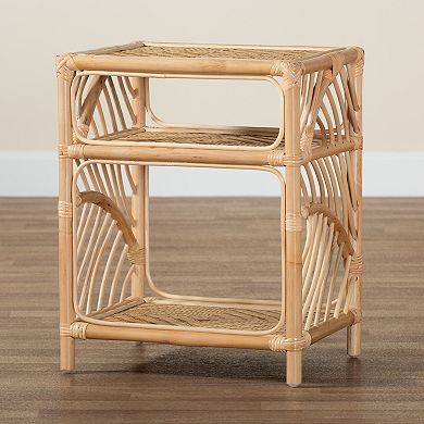 bali & pari Baara Natural Rattan Nightstand with Open Shelves