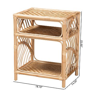 bali & pari Baara Natural Rattan Nightstand with Open Shelves