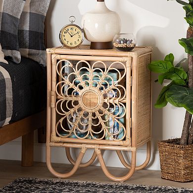 bali & pari Acelin Natural Rattan Nightstand with Storage