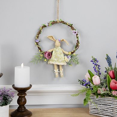 Northlight Girl Bunny Artificial Floral Wreath - 10-inch