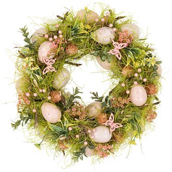 Northlight Easter Eggs with Butterflies Artificial Spring Wreath - 13 in