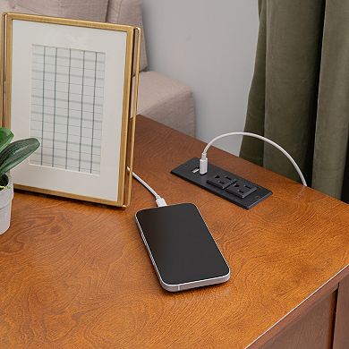 Linon Birkdale Accent Table with USB & Storage Drawer