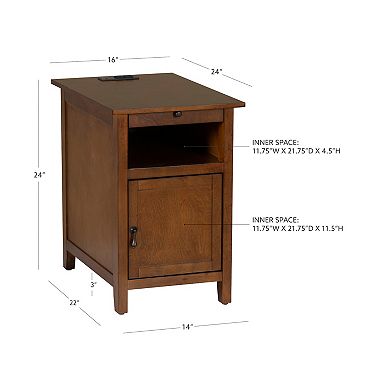 Linon Birkdale Accent Table with USB & Storage Drawer