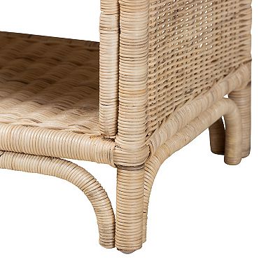 Bali & Pari Natural Rattan Nightstand with Drawer and Open Shelf