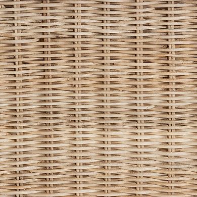 Bali & Pari Natural Rattan Nightstand with Drawer and Open Shelf