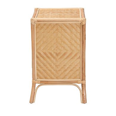 bali & pari Danna Natural Rattan Nightstand with Decorative Door Design