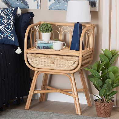 bali & pari Natural Rattan Nightstand with Storage