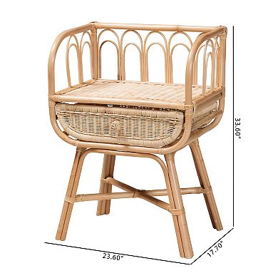 bali & pari Natural Rattan Nightstand with Storage
