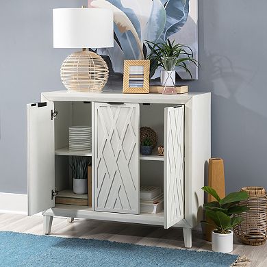 Linon Miles Wood 3-Door Accent Cabinet