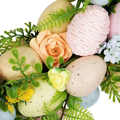 Northlight Artificial Floral Easter Egg Spring Wreath - 15 Inches