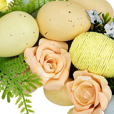Northlight Artificial Floral Easter Egg Spring Wreath - 15 Inches
