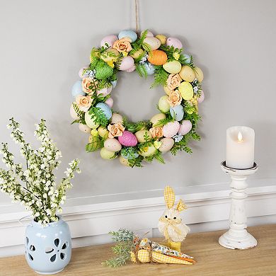 Northlight Artificial Floral Easter Egg Spring Wreath - 15 Inches