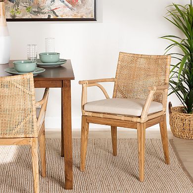 bali & pari Storsel Rattan Dining Chair with Cushion